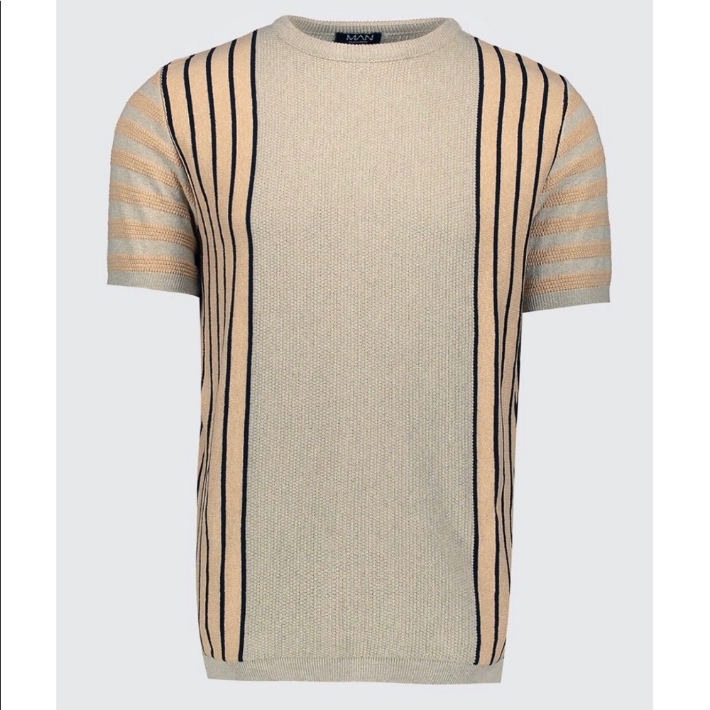 New, BooHooMan. Vertical Stripe T-Shirt, medium